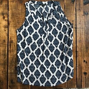Navy blue ikat print tank